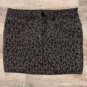Dynamite Leopard Print Denim Mini Skirt